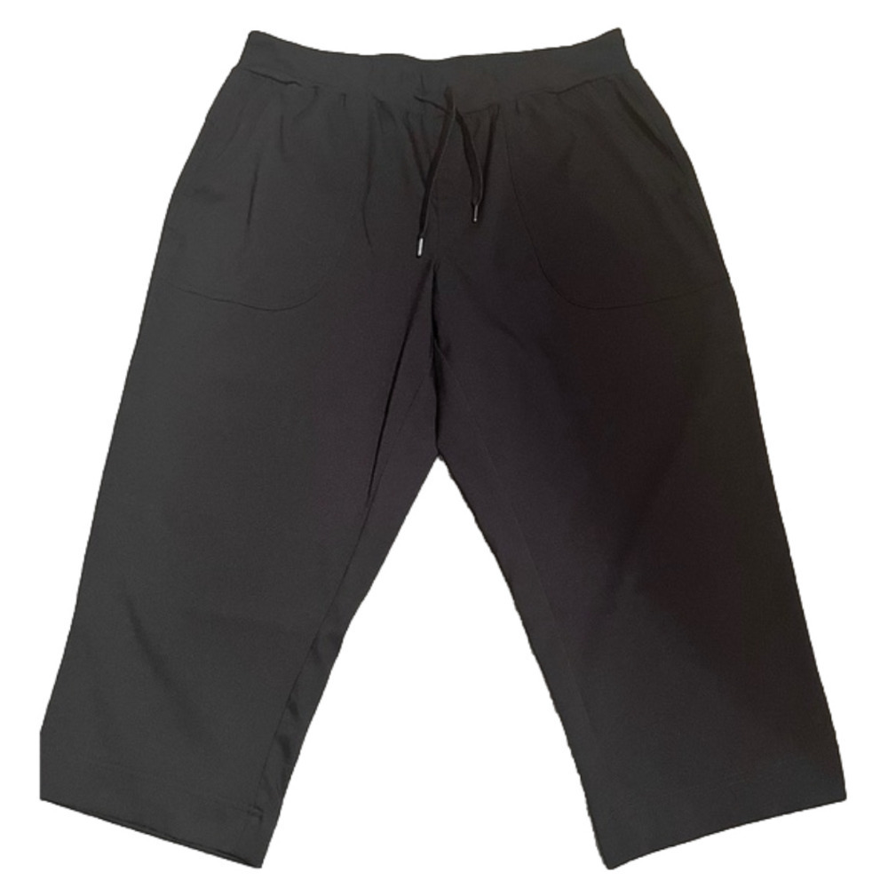 ST JOHN’S BAY Women’s Black Elastic-Waist Capri Athletic Pants - PETITE